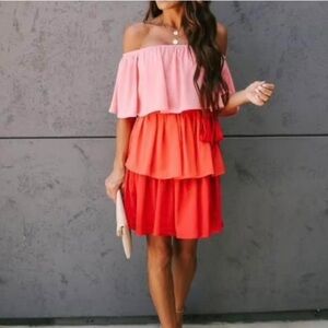 Vici Dancin’ Darlin’ Off the Shoulder Tiered/Layered Dress